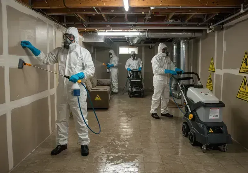 Basement Moisture Removal and Structural Drying process in East Norwich, NY